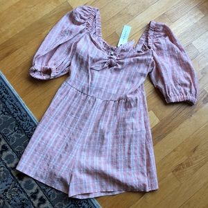 Topshop NWT blush pink plaid gingham romper